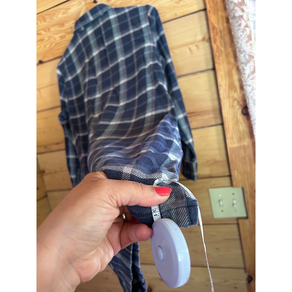 Patagonia Fjord Flannel Shirt Dress Womens Small Blue Plaid Organic Cotton Small - Picture 8 of 8